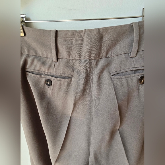 MARELLA ITALY WIDE FLARE LEGS Pants Coffee Mushroom Tan Size S 2 - Picture 3 of 6